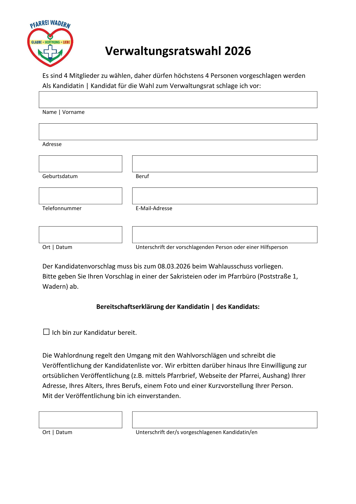 Formular Kandidatenvorschlag
